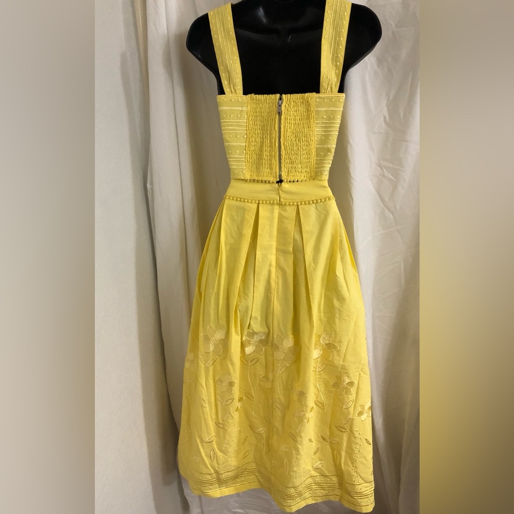 Avec les filles yellow floral embroidered crop top and midi skirt size XS new - Picture 10 of 15